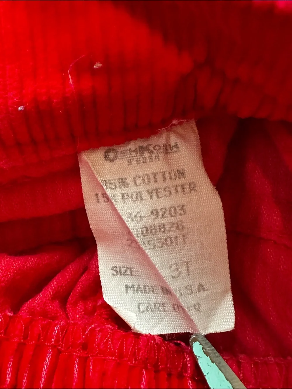 Vintage Oshkosh B’Gosh Red Corduroy Pants Train Patch 80s 90s Retro Size 3T